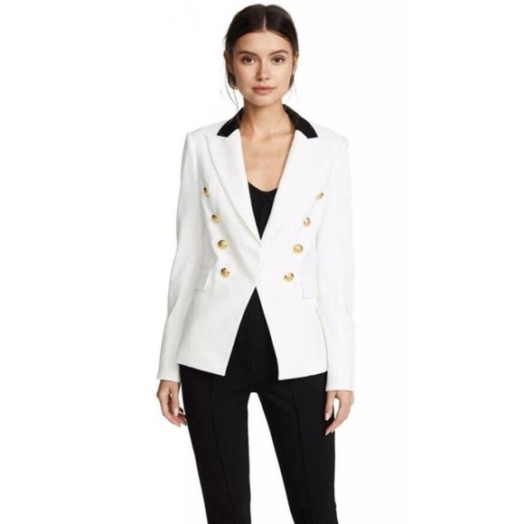 Veronica Beard Jackets & Blazers - Veronica Beard White Jack Riding Jacket Dickey Gold Button Blazer Size 6